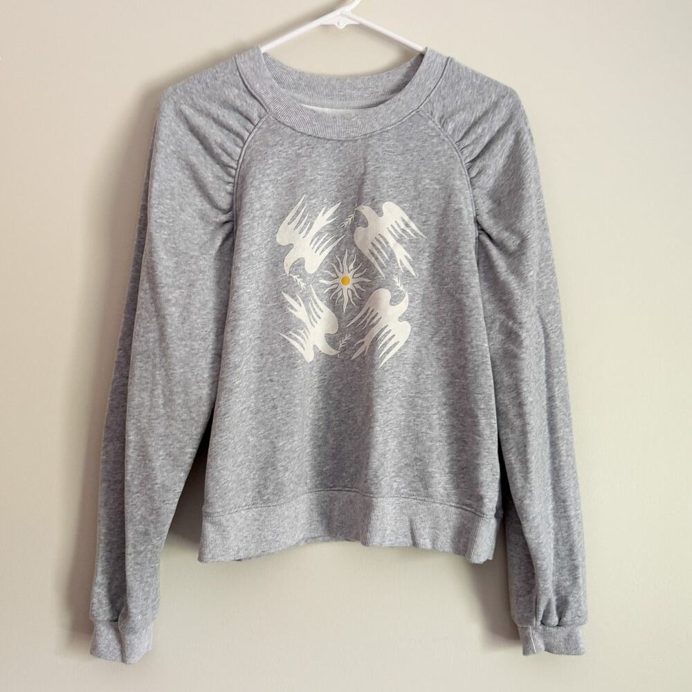 Anthropologie Jason Yun Sweatshirt Dove Graphic Loungewear Boho Minimalist Comfy